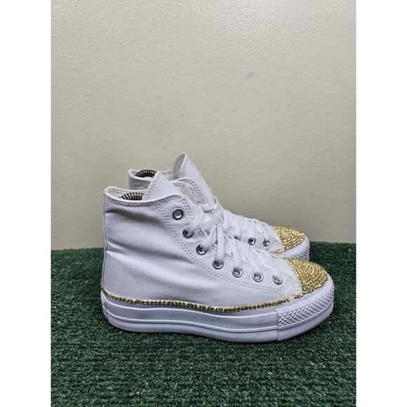 Converse by You Chuck Taylor All Star Platform Rhinestone Bling Womens 5.5 Shoes - Picture 1 of 12